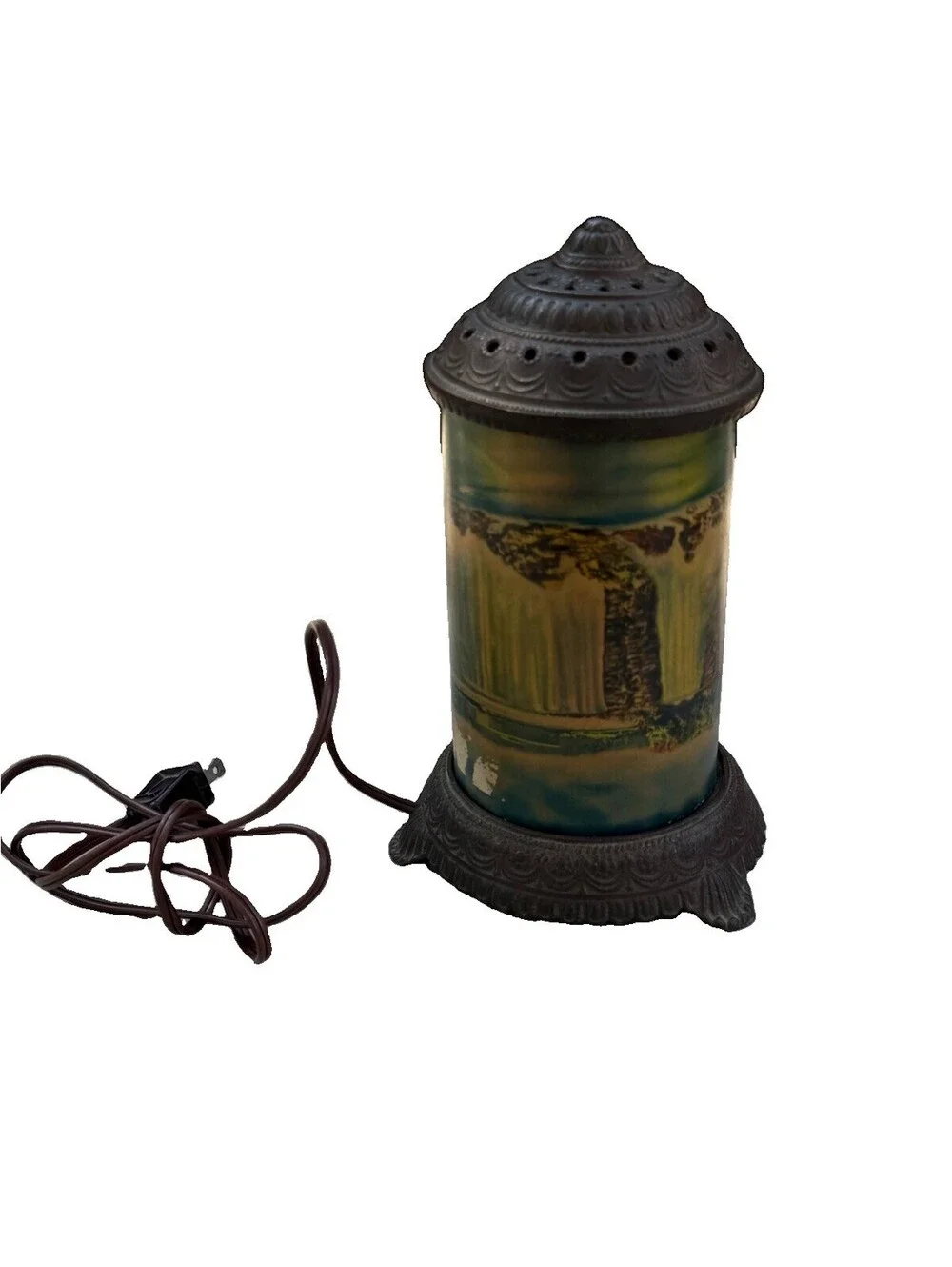 Vintage Genie In-Action Motion Lamp Chicago Waterfall Scene Metal 9.5”